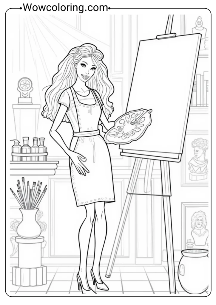 Artist Barbie in Art Studio