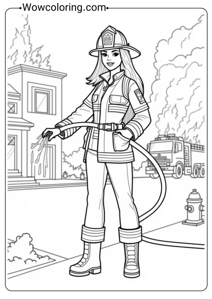 Firefighter Barbie at Emergency Scene
