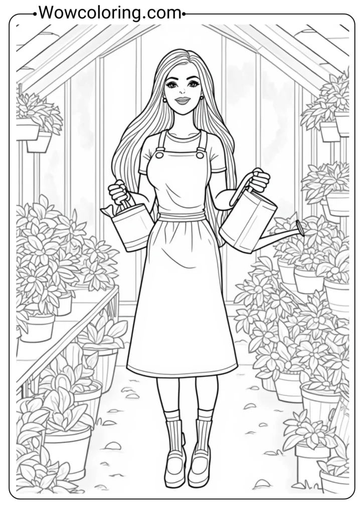 Gardener Barbie in Greenhouse