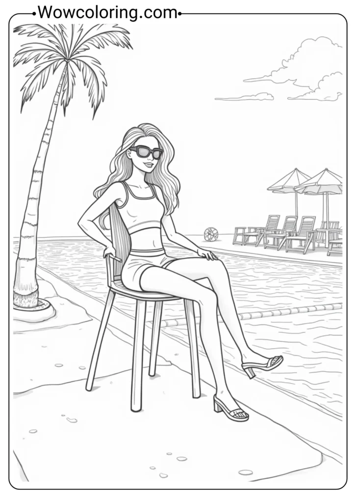 Lifeguard Barbie at Pool