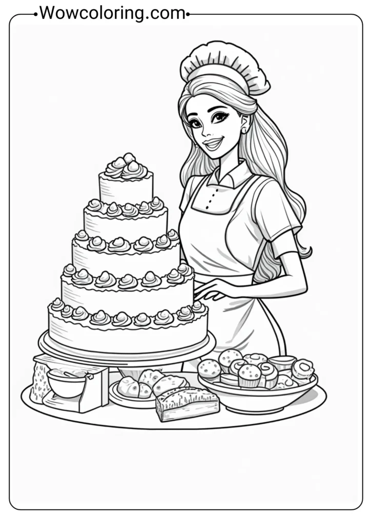 Pastry Chef Barbie in Bakery
