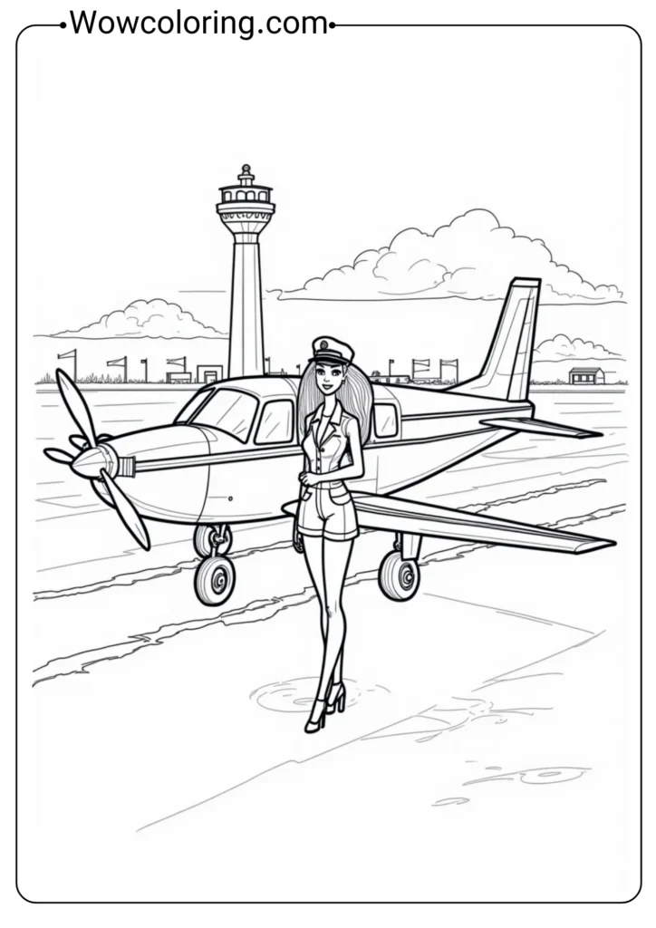 Pilot Barbie with Airplane