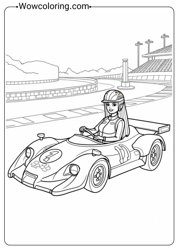 Race Car Driver Barbie at Speedway