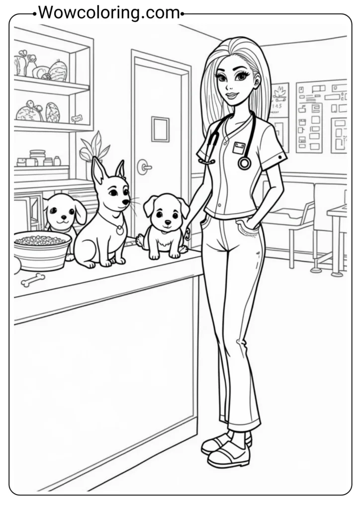 Veterinarian Barbie with Animals